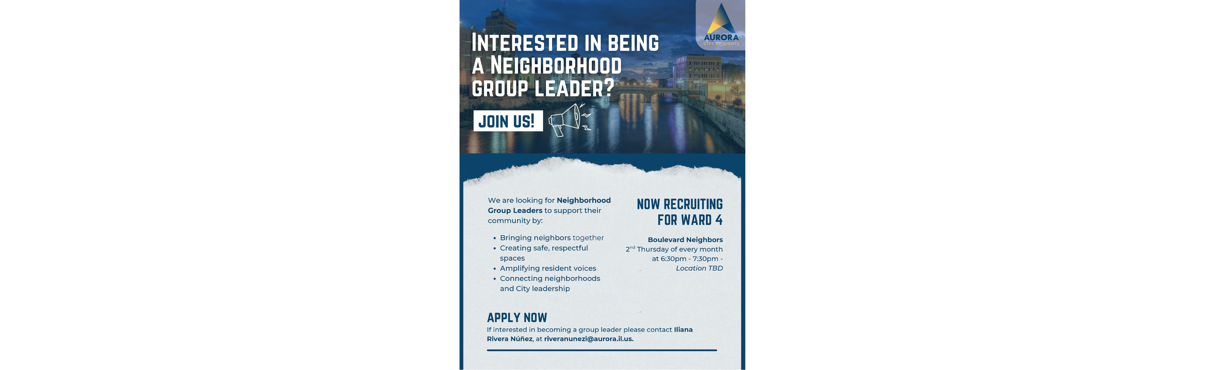 Ward 4 Neighborhood Group Flyer in English.